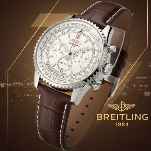 Designer Watch With a Silver Dial and Brown Leather Strap (Refurbished)